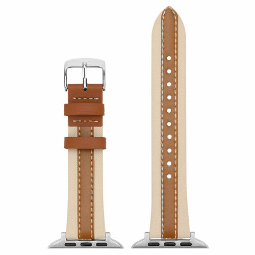 Apple Watch Slim Hybrid Leather Strap (Beige/Brown)