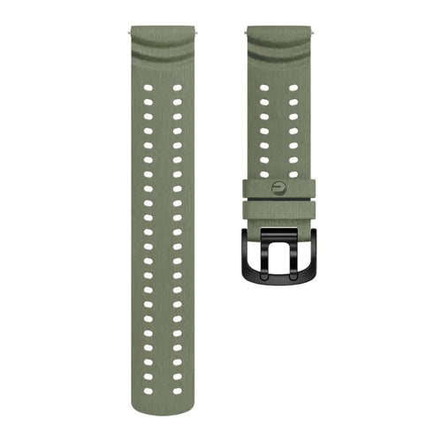 Silicone Grain Strap, army green, laid flat, separate parts, direct top view