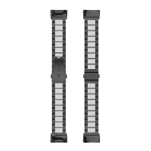 Steel Strap, black/silver, laid flat, separate parts, direct top view