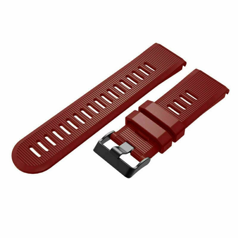 Silicone Strap, red, laid flat, separate parts, direct top view