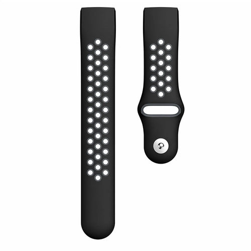 Silicone Sport Strap, black/grey, laid flat, separate parts, direct top view