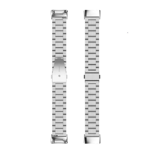 Steel Strap, silver, laid flat, separate parts, direct top view