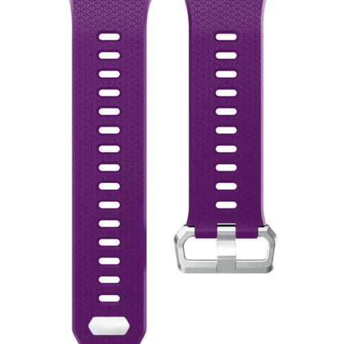 Silicone Strap, purple, laid flat, separate parts, direct top view