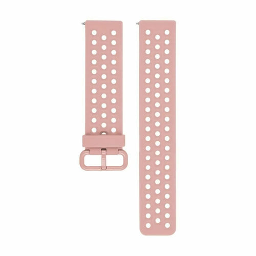Breathable Silicone Strap, pink, laid flat, separate parts, direct top view