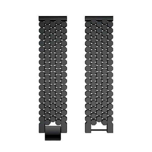 Steel Strap Hexagons, black, laid flat, separate parts, direct top view