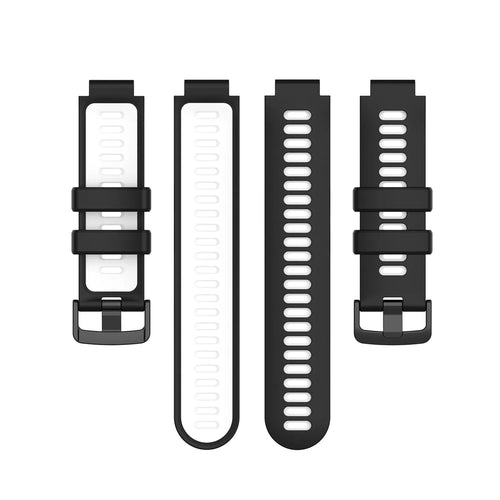 Silicone Sport Strap, black/white, laid flat, separate parts, direct top view