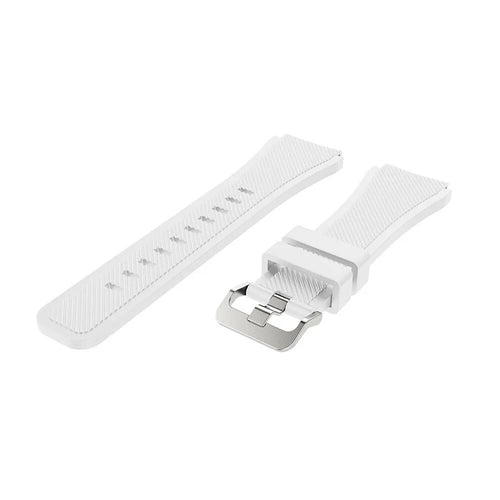 Twill Silicone Strap, white, laid flat, separate parts, direct top view