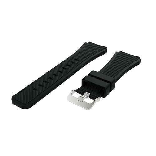 Twill Silicone Strap, black, laid flat, separate parts, direct top view