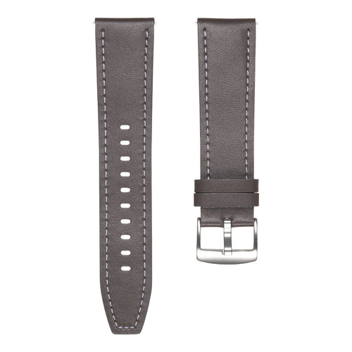 Leather Strap 'One Push', grey, laid flat, separate parts, direct top view