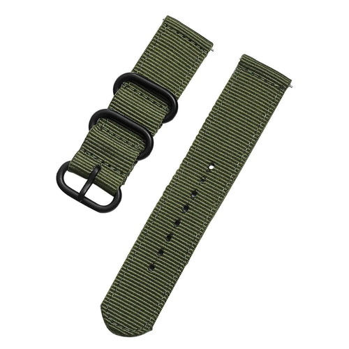 Nylon Buckle Strap, green, laid flat, separate parts, direct top view