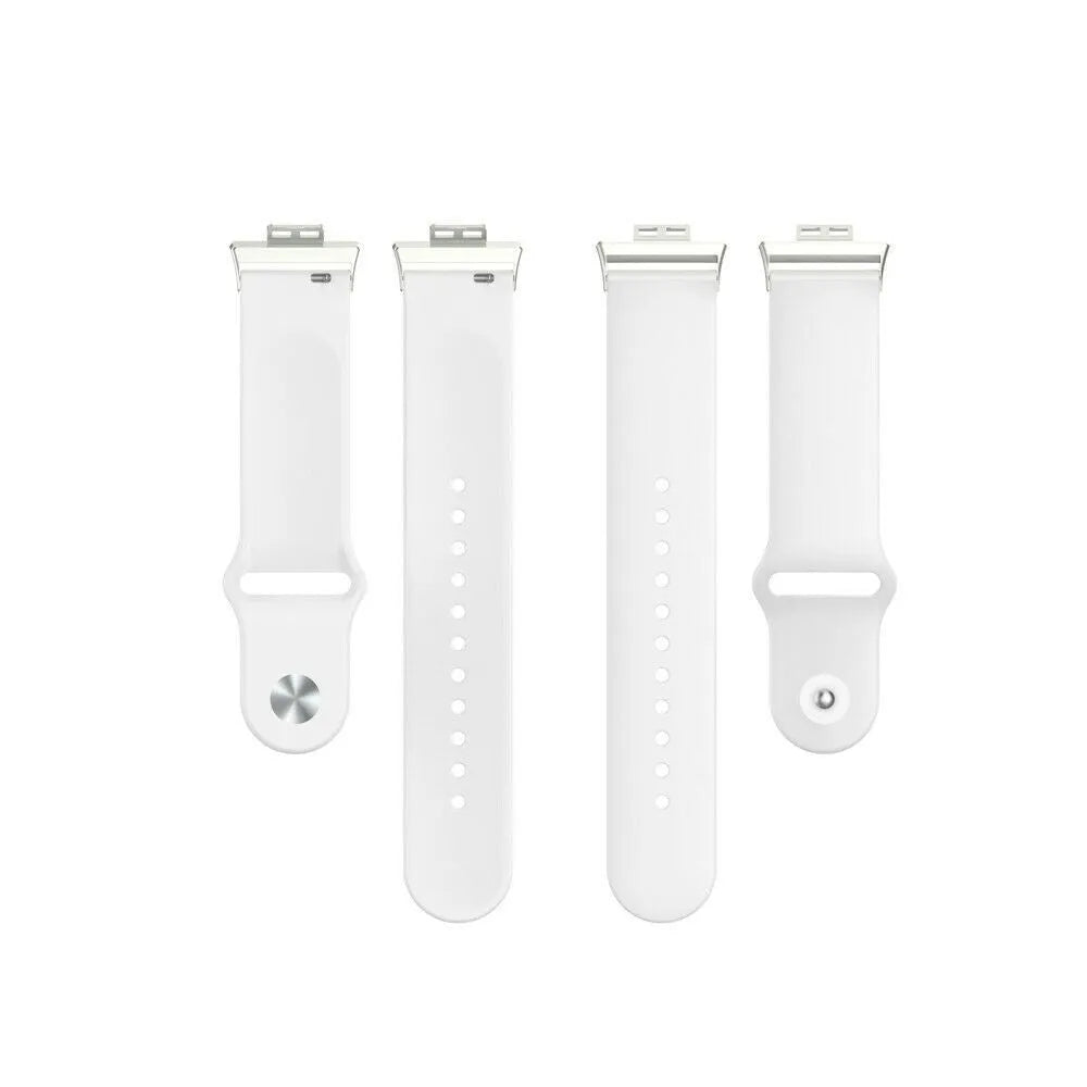 Silicone Sport Strap, white, laid flat, separate parts, direct top view