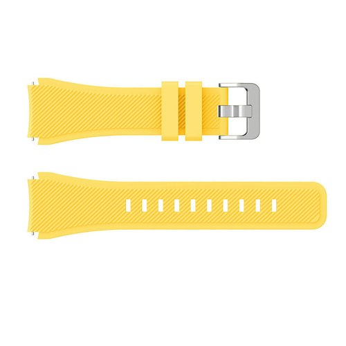 Twill Silicone Strap, yellow, laid flat, separate parts, direct top view