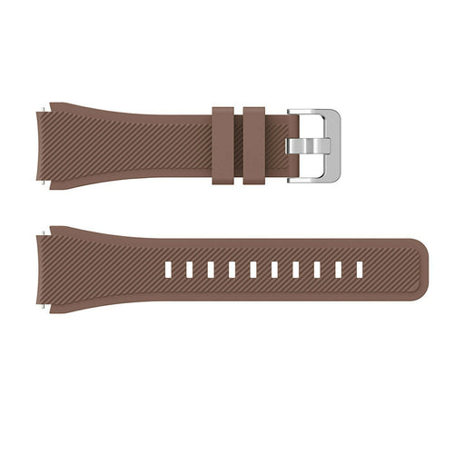 Twill Silicone Strap, brown, laid flat, separate parts, direct top view