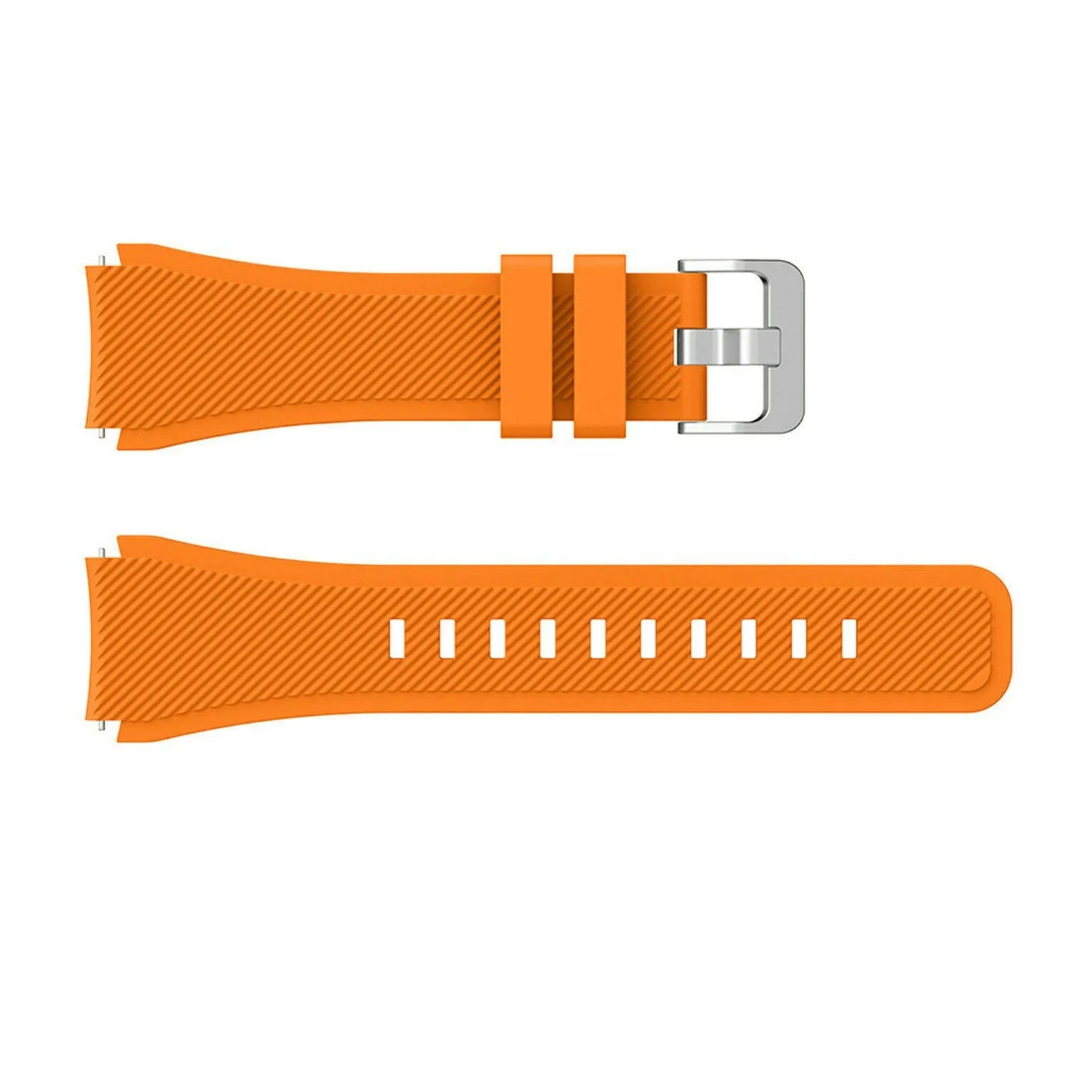 Twill Silicone Strap, orange, laid flat, separate parts, direct top view
