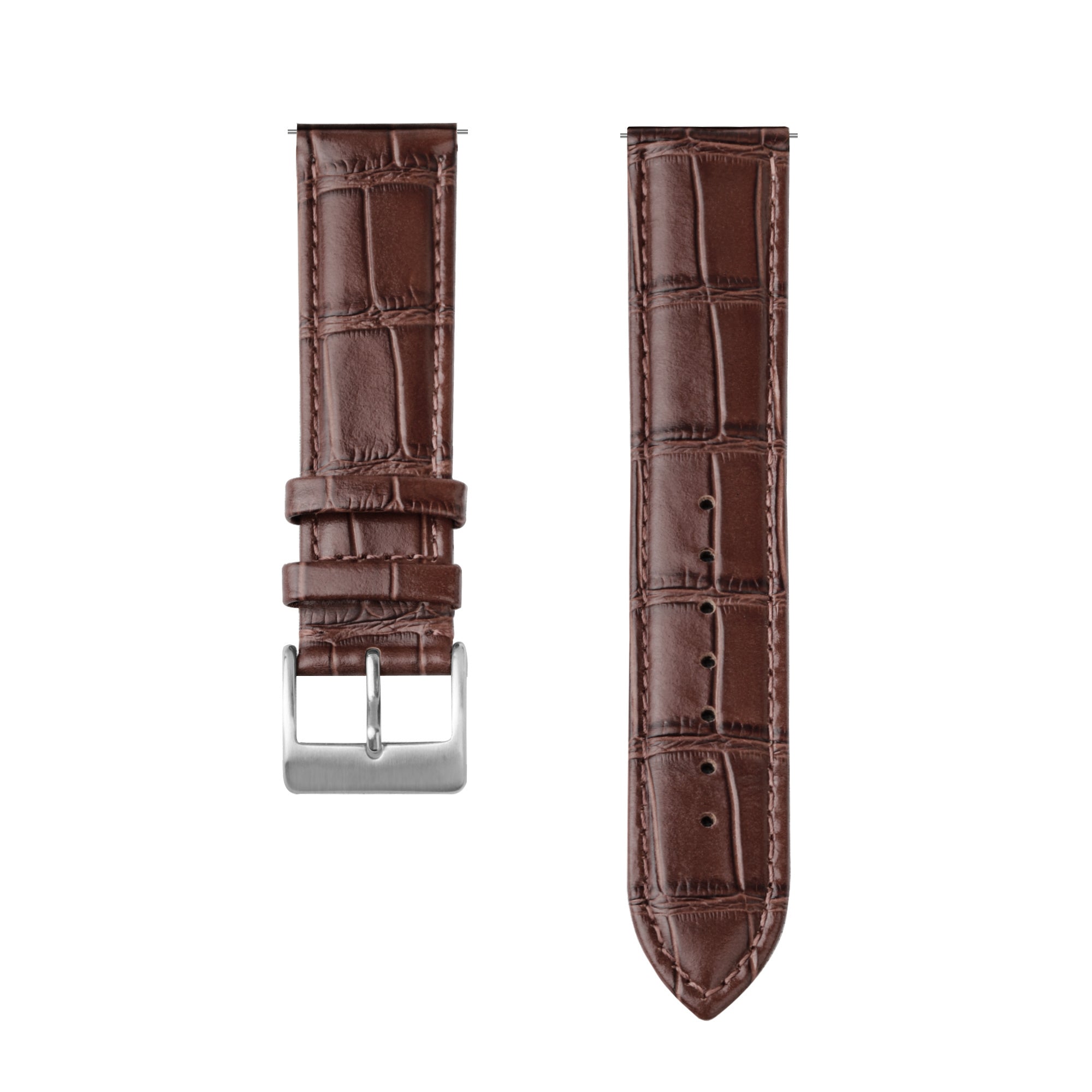 Bracelet cuir crocodile granulé Huawei Watch GT 5 Pro - 46mm (marron)