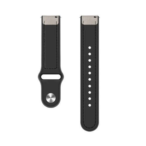 Leather Hybrid Strap, white, laid flat, separate parts, direct top view