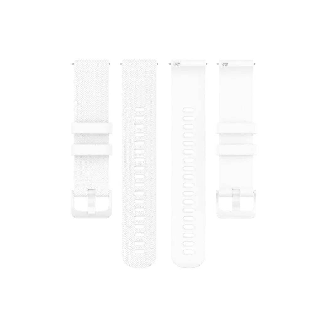 Premium Silicone Strap, white, laid flat, separate parts, direct top view