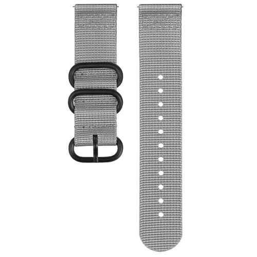 Nylon Buckle Strap, grey, laid flat, separate parts, direct top view