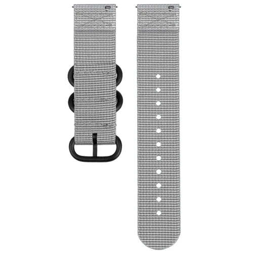 Nylon Buckle Strap, grey, laid flat, separate parts, direct top view