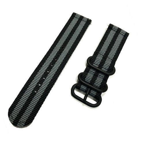 Nylon Buckle Strap, black/grey, laid flat, separate parts, direct top view