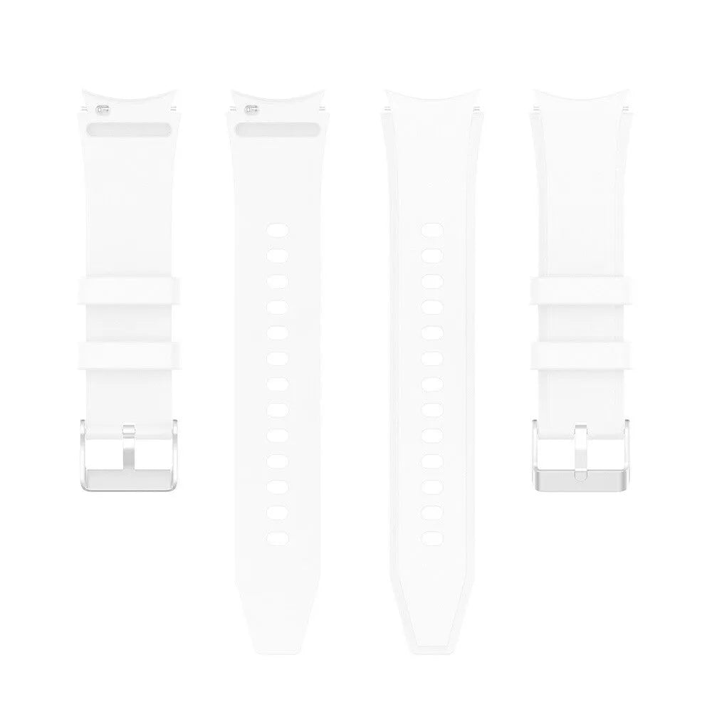 Silicone Strap 'Perfect Fit', white, laid flat, separate parts, direct top view