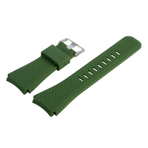 Twill Silicone Strap, army green, laid flat, separate parts, direct top view