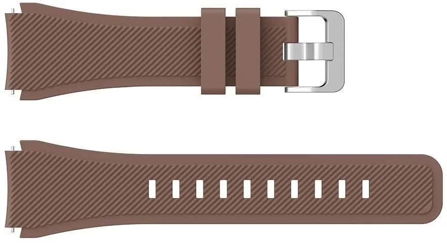 Twill Silicone Strap, brown, laid flat, separate parts, direct top view