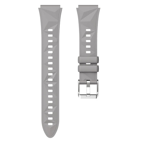 Premium Silicone Strap, grey, laid flat, separate parts, direct top view