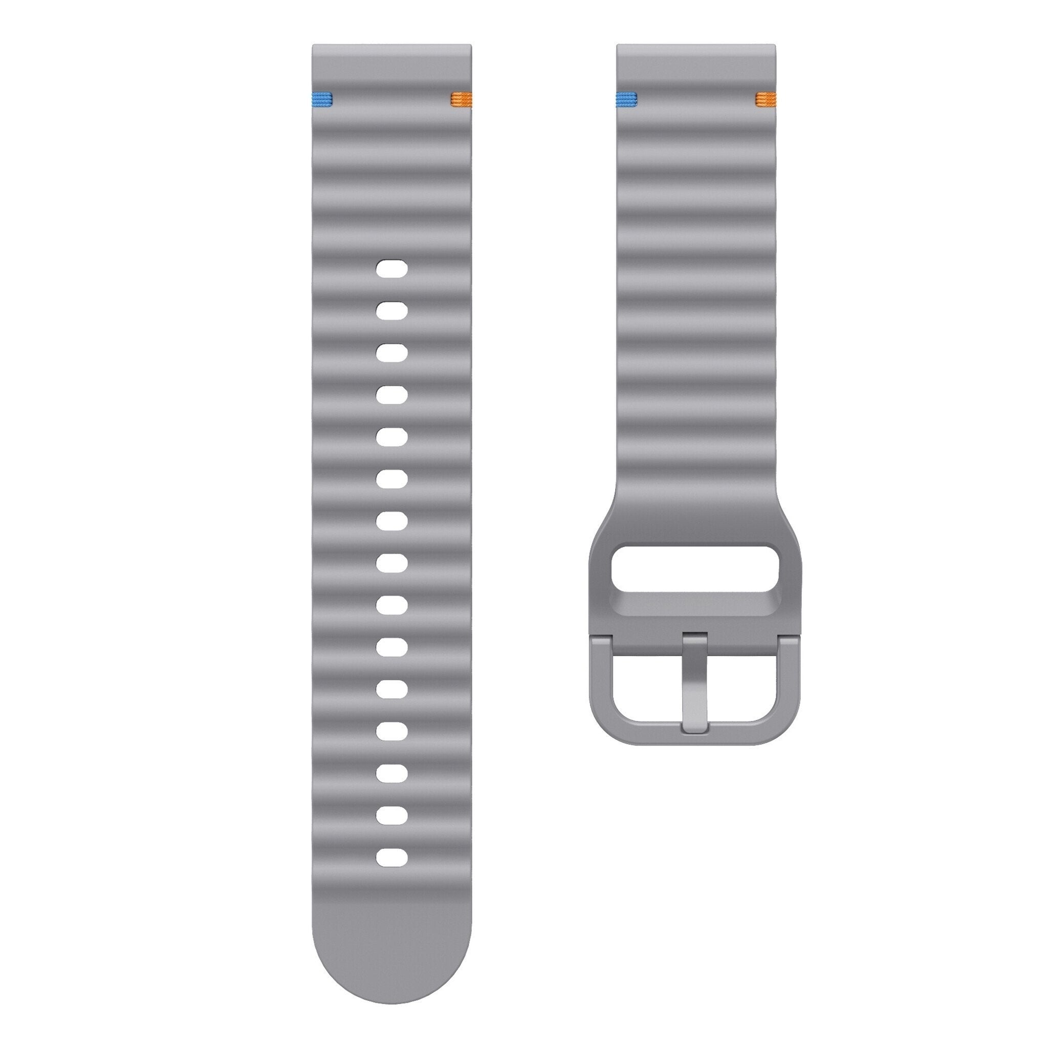 Wave Silicone Strap, dark grey, laid flat, separate parts, direct top view