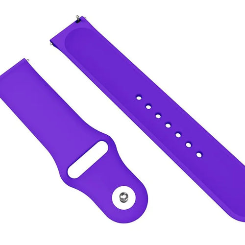 Silicone Sport Strap, purple, laid flat, separate parts, direct top view