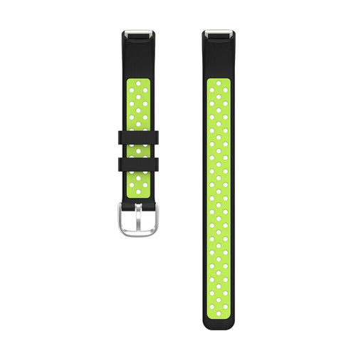 Silicone Sport Strap, black/green, laid flat, separate parts, direct top view