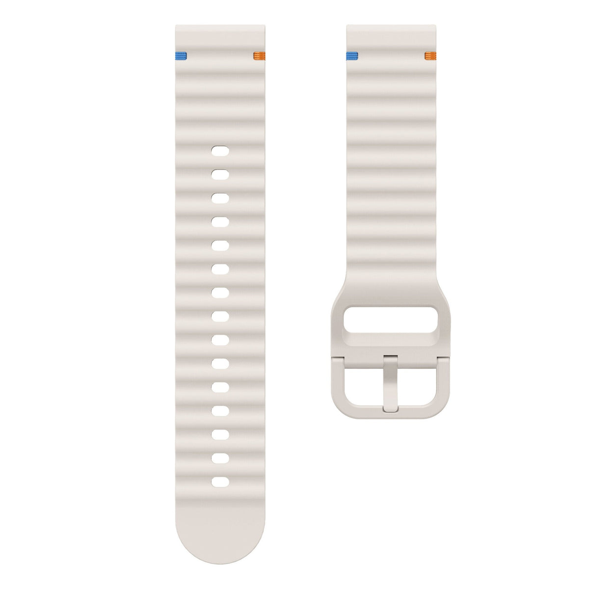 Wave Silicone Strap, starlight, laid flat, separate parts, direct top view