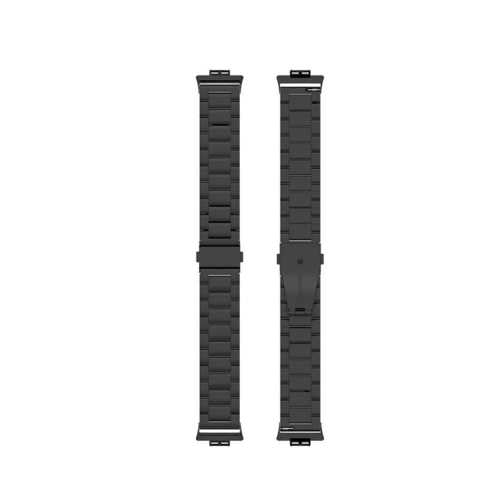Steel Strap, black, laid flat, separate parts, direct top view