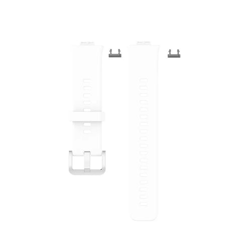 Silicone Strap, white, laid flat, separate parts, direct top view