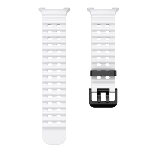 Silicone Ocean Strap, white, laid flat, separate parts, direct top view