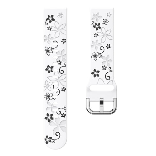 Flower Silicone Strap, white/black, laid flat, separate parts, direct top view