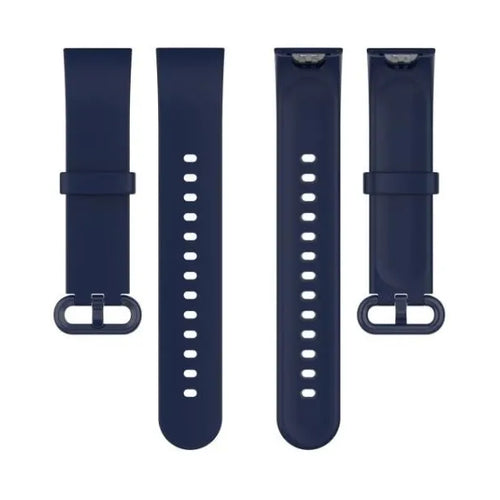 Silicone Strap, dark blue, laid flat, separate parts, direct top view