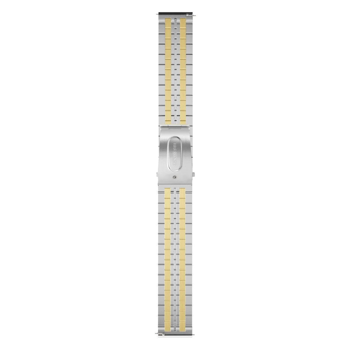 Steel Strap, silver/gold, laid flat, joined, direct top view