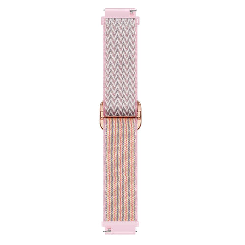 Nylon Elastic Strap, pink, laid flat, joined, direct top view