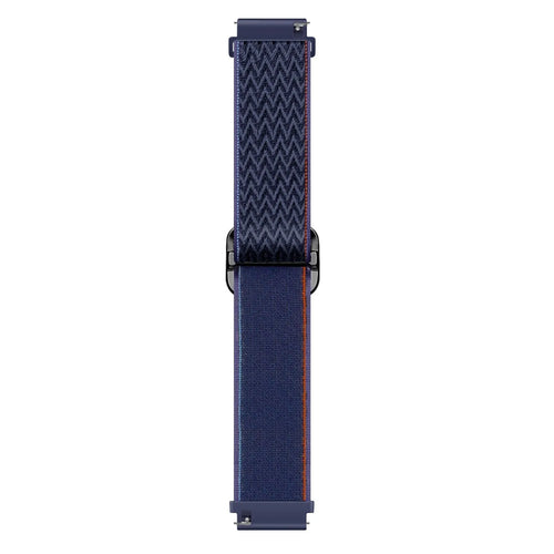Nylon Elastic Strap, blue, laid flat, joined, direct top view