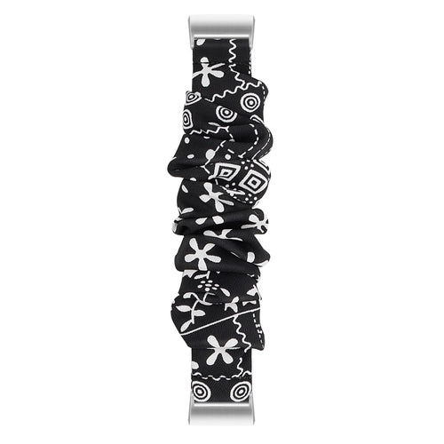 Nylon Scrunchie Strap, black mix, laid flat, joined, direct top view
