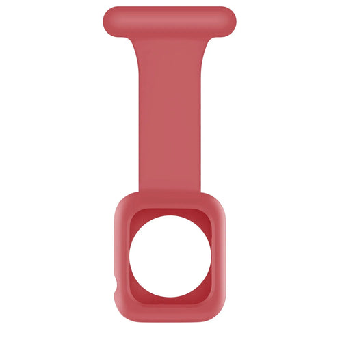 Silicone Nurse Fob, red, laid flat, joined, direct top view