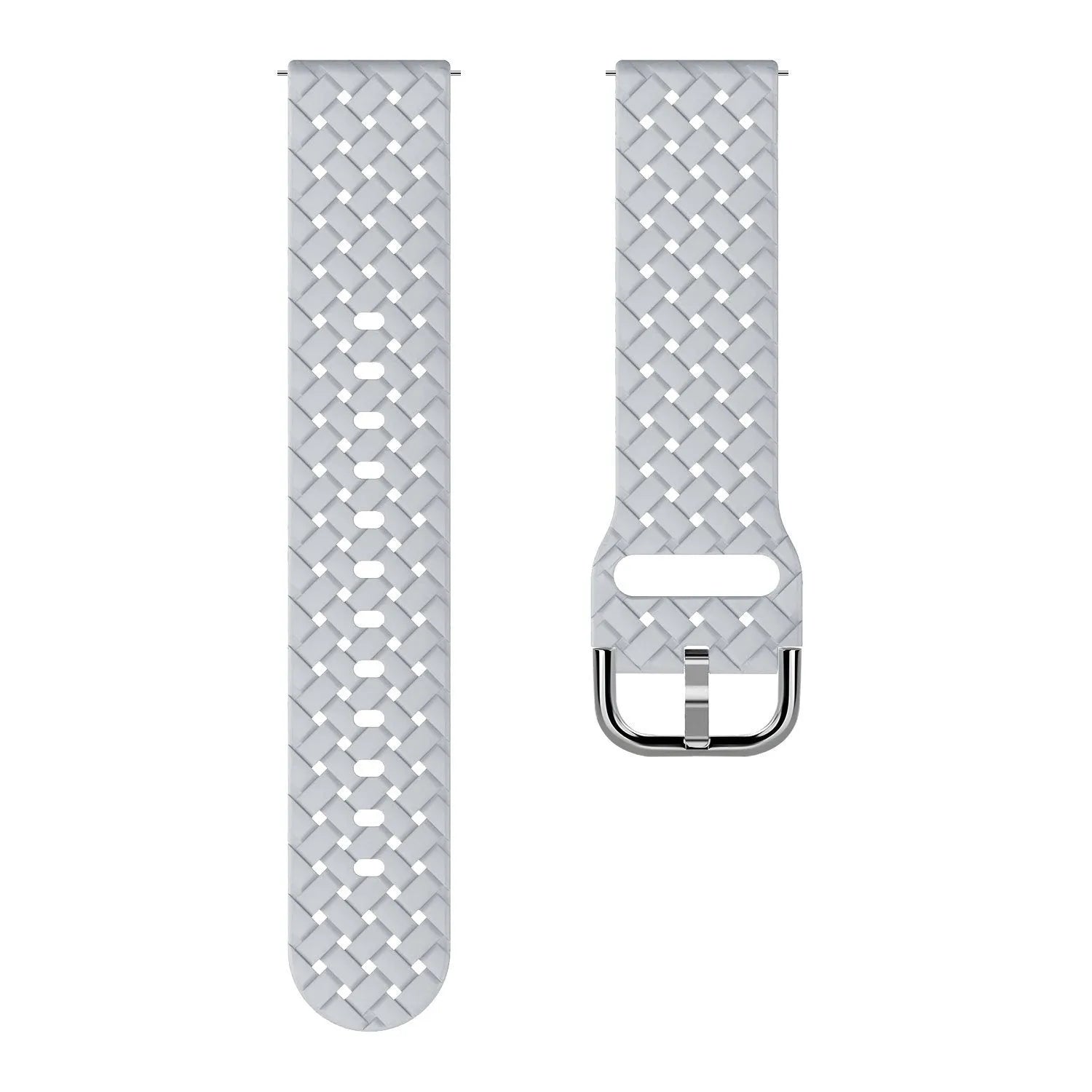Braided Silicone Strap, grey, laid flat, joined, direct top view