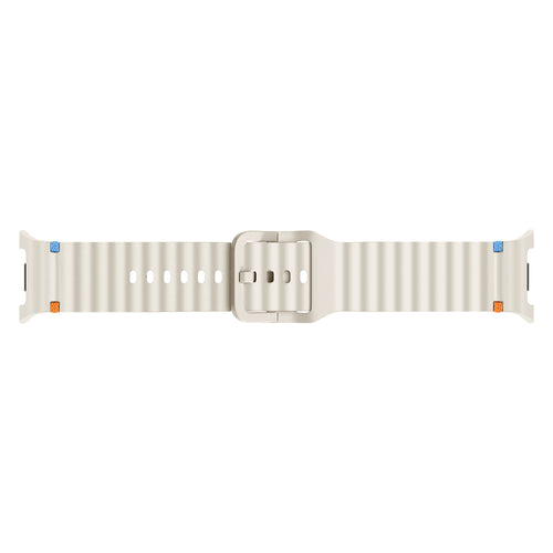 Wave Silicone Strap, starlight, laid flat, joined, direct top view