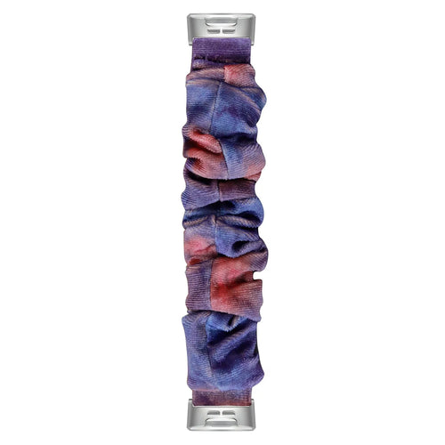 Nylon Scrunchie Strap, blue/pink, laid flat, joined, direct top view