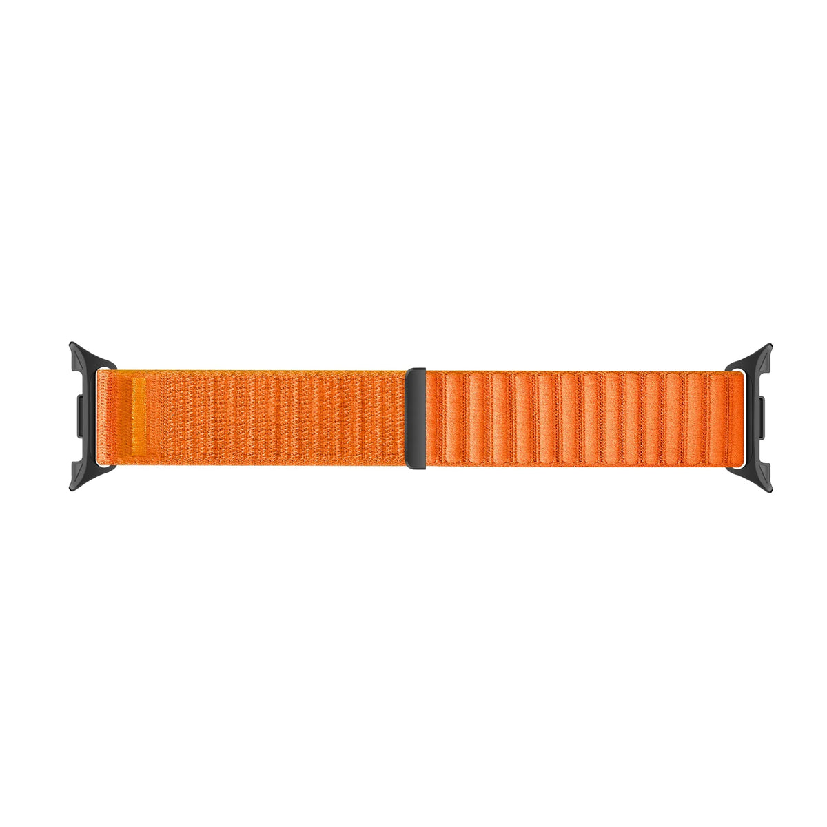 Wave Nylon Strap, orange, laid flat, joined, direct top view