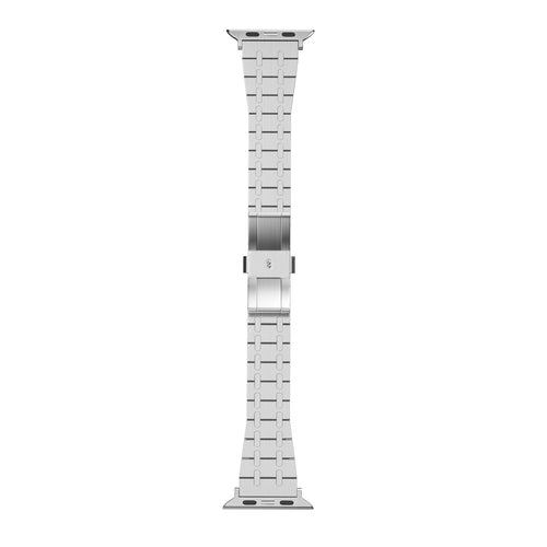 Stainless Steel Strap, silver, laid flat, joined, direct top view