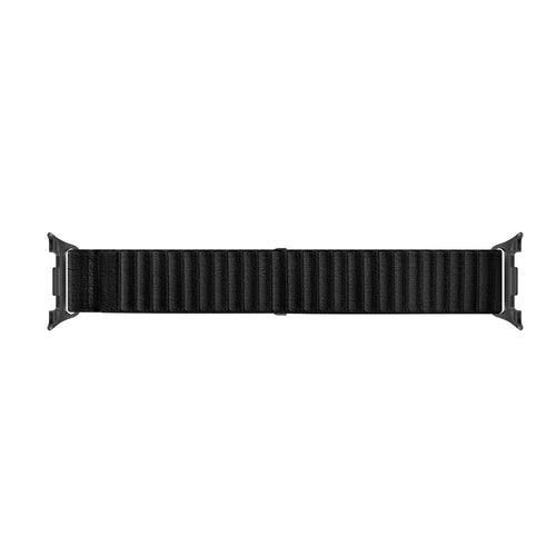 Wave Nylon Strap, black, laid flat, joined, direct top view