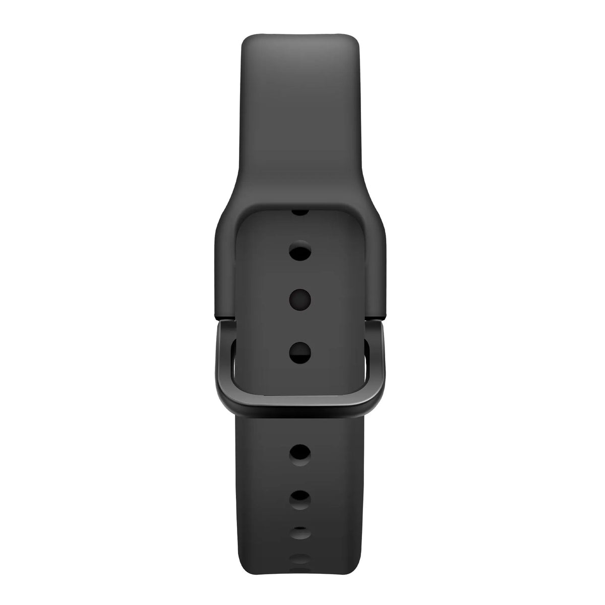 Silicone Strap with Buckle, black, laid flat, joined, direct top view