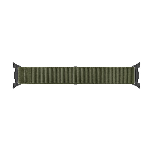 Wave Nylon Strap, dark green, laid flat, joined, direct top view